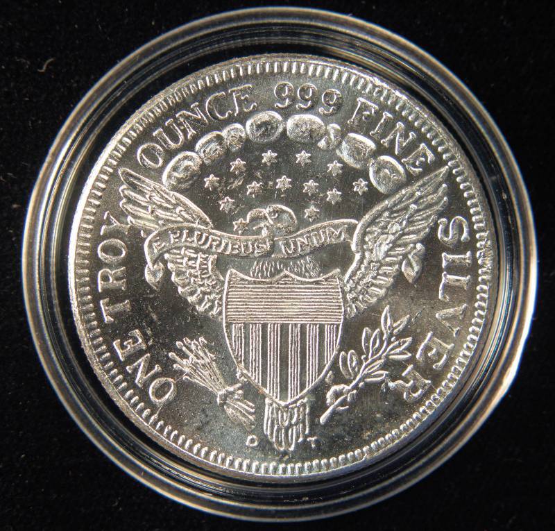 lot 26 image: 1 TROY Oz. .999 FINE SILVER ROUND DRAPED BUST STYLE IN AIRTITE HOLDER