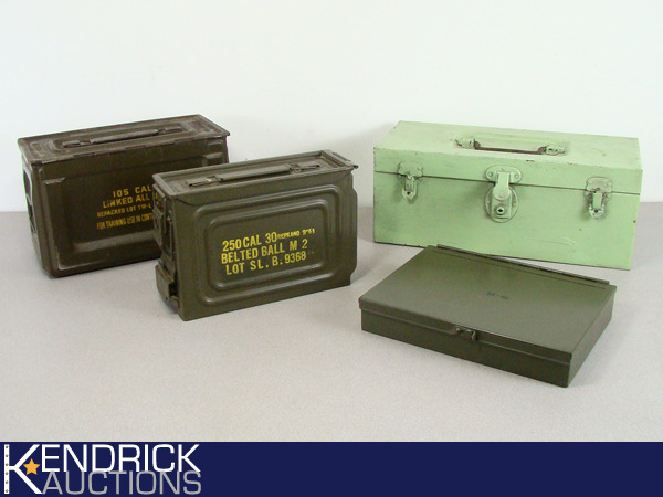 Lot of 4 Vintage Military ect. Metal Boxes