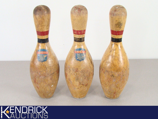Lot of 3 Vintage Professional Size Bowling Pins