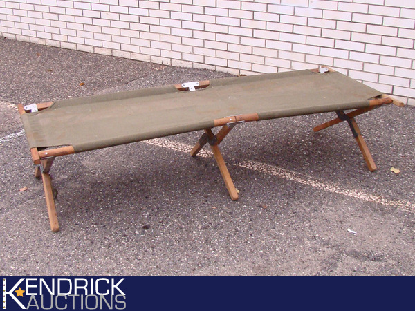 Vintage Military Wood and Canvas Fold Up Cot