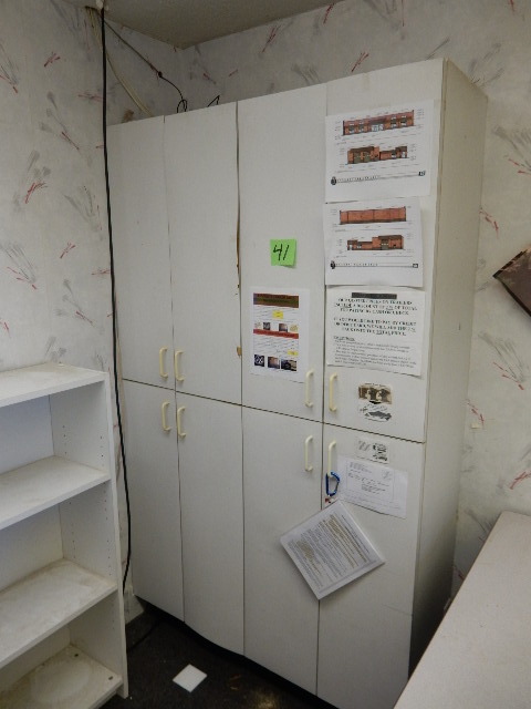 lot 41 image: White Laminate Covered Cabinets..