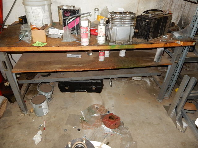 lot 58 image: Heavy Duty Steel Frame Work Table.
