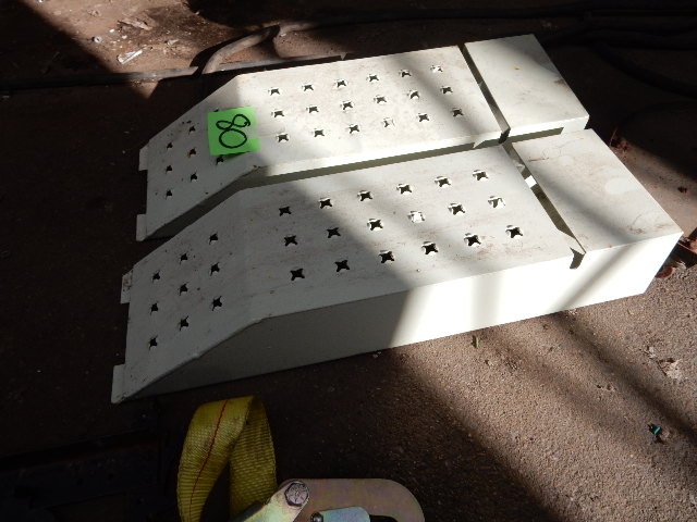 lot 80 image: 2 Car Ramps and Mechanics Rolling Seat with tool tray