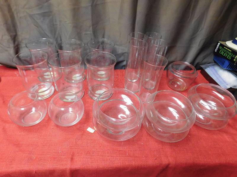 large lot of misc glass wedding decor items