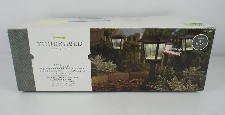 lot 29 image: Threshold Black Finish Solar Pathway Lights