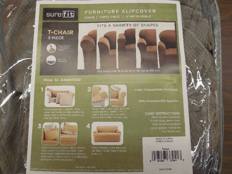 lot 52 image: Sure Fit Stretch Taupe Chair Slipcover