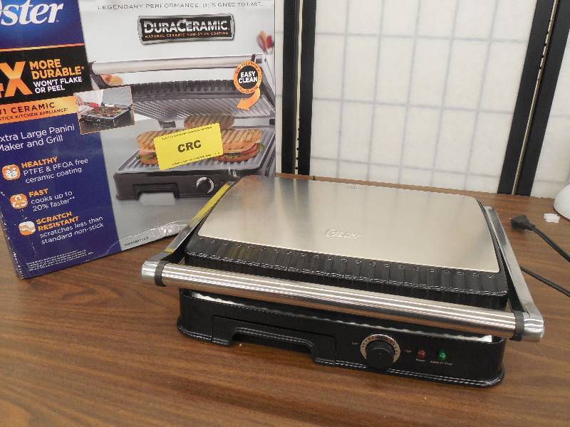lot 38 image: Oster DuraCeramic 2-in-1 Panini Maker & Grill