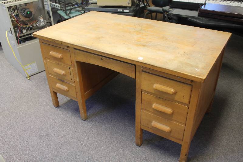 lot 38 image: Wooden Teachers Desk