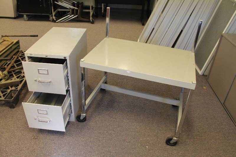 lot 143 image: Desk and File Cabinet