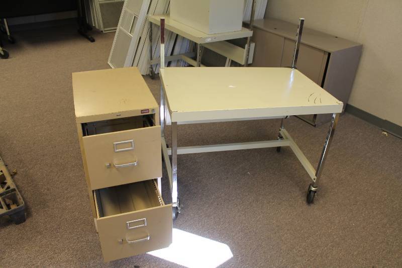 lot 144 image: Desk and File Cabinet
