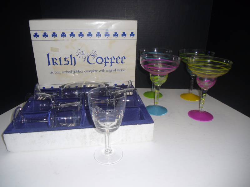 Get the Party Started Bright Cocktail Glasses & Irish Coffee Mugs