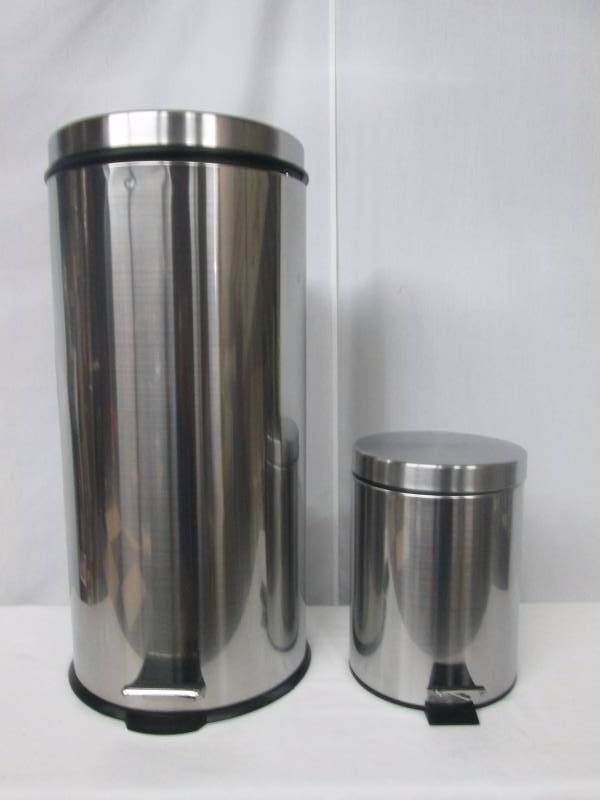 lot 60 image: Stainless Steel Round Trashcans - Set of 2