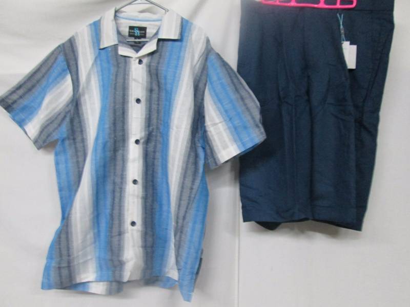 lot 107 image: Steve Harvey Mens 2-pc. Stripe Shirt & Short Set