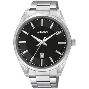 lot 48 image: Citzen Mens Black Dial Stainless Steel Watch