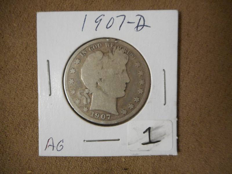 1907-D Barber Half Dollar, AG...