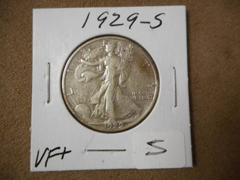 1929-S Half Dollar, Shows Skirt Lin...
