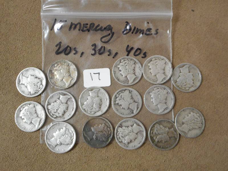 (15) Mercury Dimes 20s--40s...
