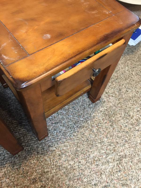 End Tables With Pull Out Drawer and Lower Shelf - Set of 2 - Matching