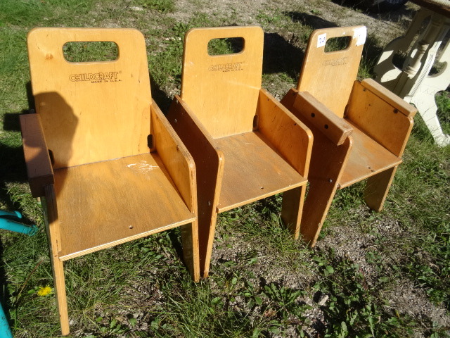 Child Craft Wood Kids Chairs Qty 3
