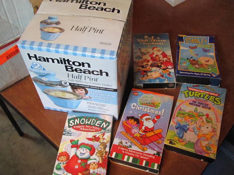 VHS movies, ice cream maker