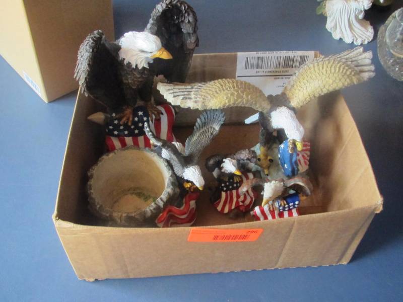 American Eagles with American flag, planter