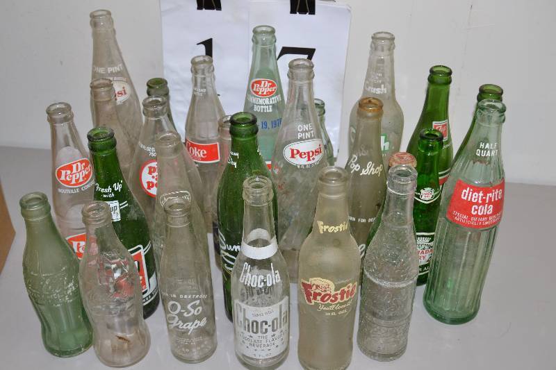 lot 17 image: Vintage Glass Soda Bottles