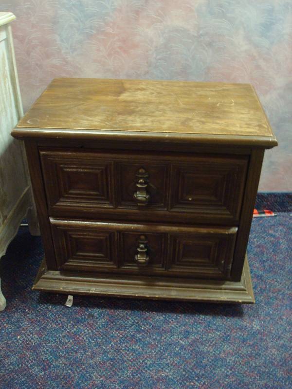 lot 4 image: Wood Night Stand, Shows Lots Of Wear