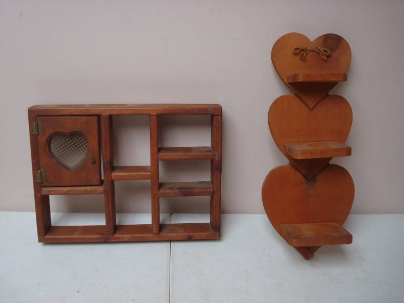 lot 11 image: Pair Of Wood Hanging Shelves