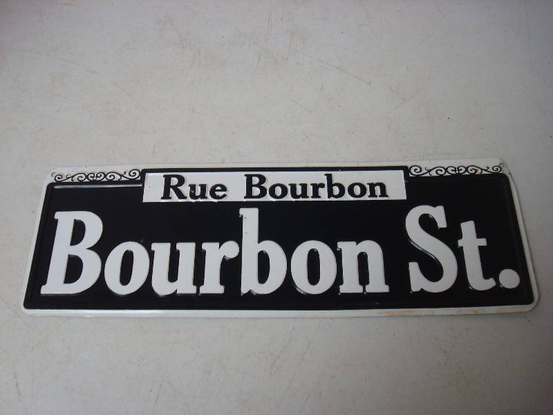 lot 40 image: Tin Bourbon St Sign