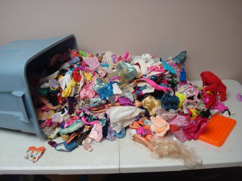 lot 66 image: Huge Lot Of Barbie Clothes, Some Dolls