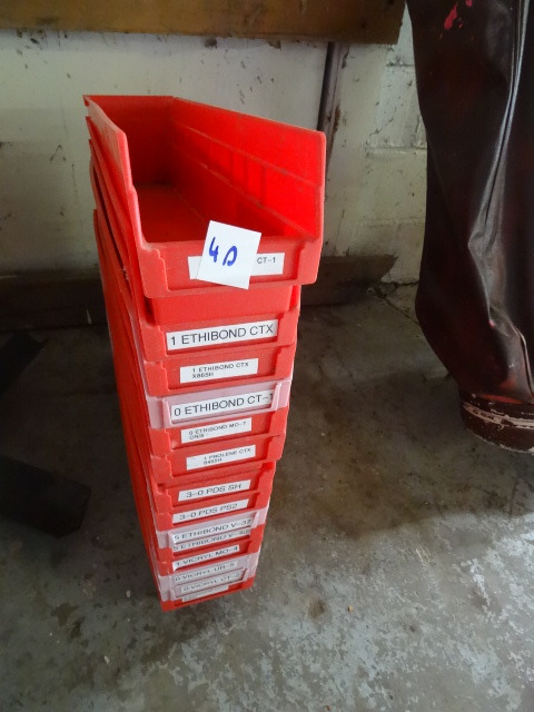 14 Plastic Hardware Bins 4 X 18 X 4