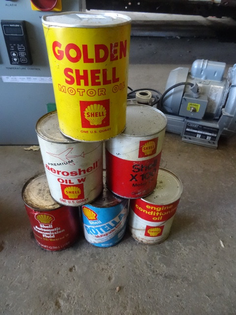Vintage Shell Oil Cans.