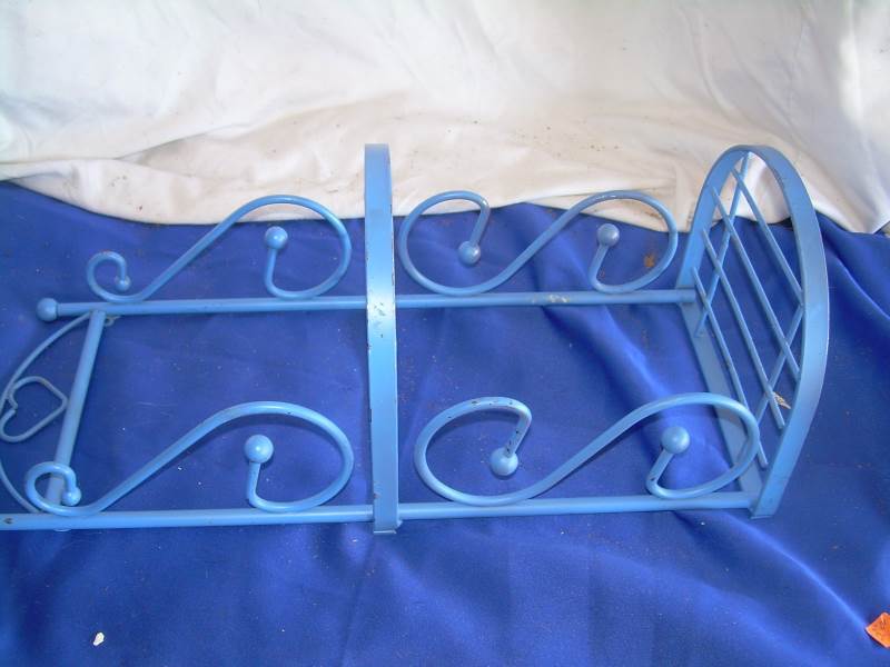 lot 81 image: vintage blue iron wall shelf