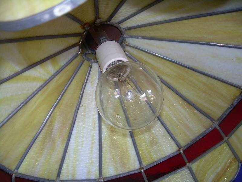 lot 112 image: vintage stained glass hanging light