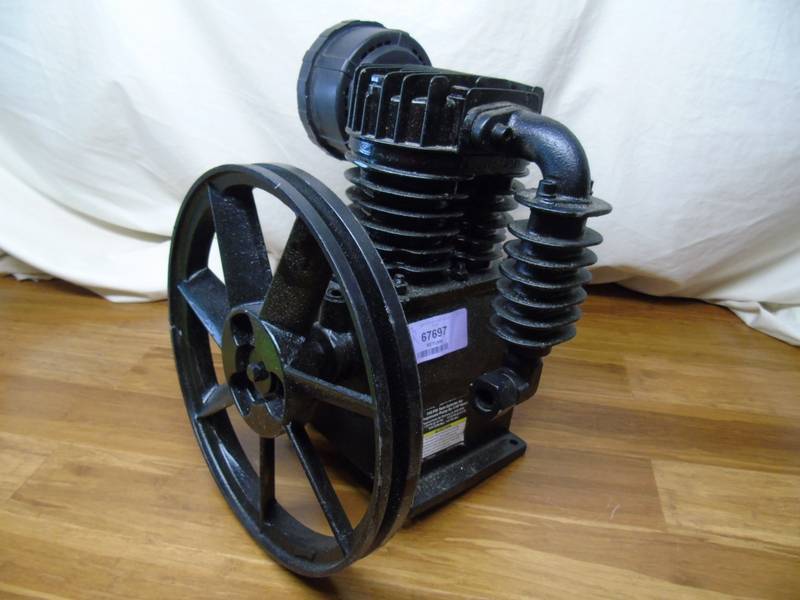 lot 36 image: 3 HP 145 PSI Cast Iron Twin Cylinder Air Compressor Pump