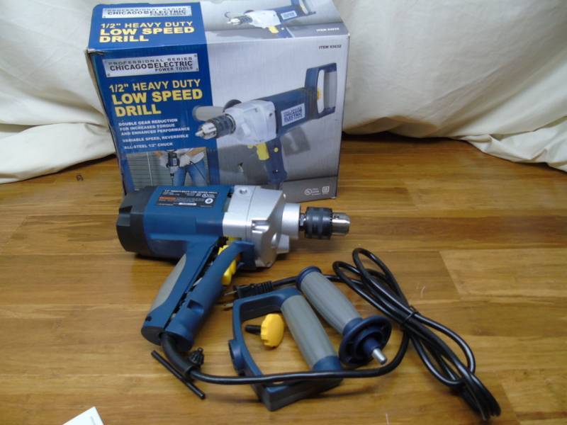lot 38 image: 12 in. Heavy Duty Low Speed Variable Speed Reversible Drill
