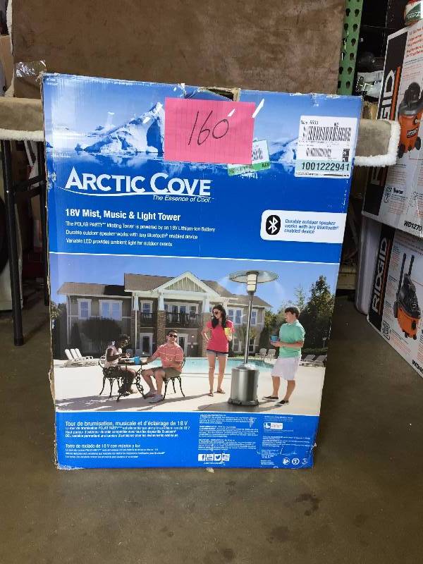 Artic Cove 18V Mist Music and Light Tower Bluetooh Technology New