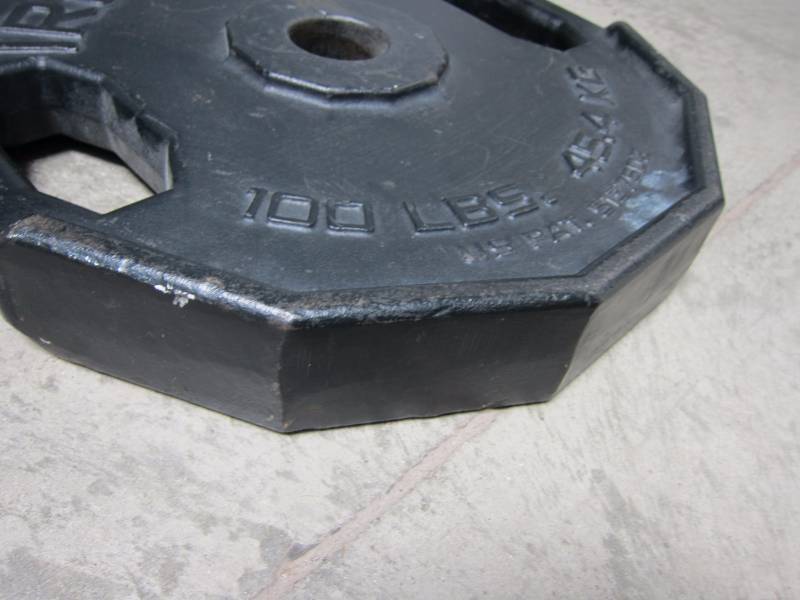 lot 9 image: 100 lbs. weight plate