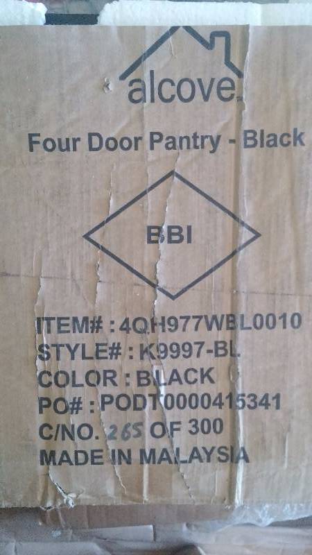 An Alcove 4 door black wooden pantry
