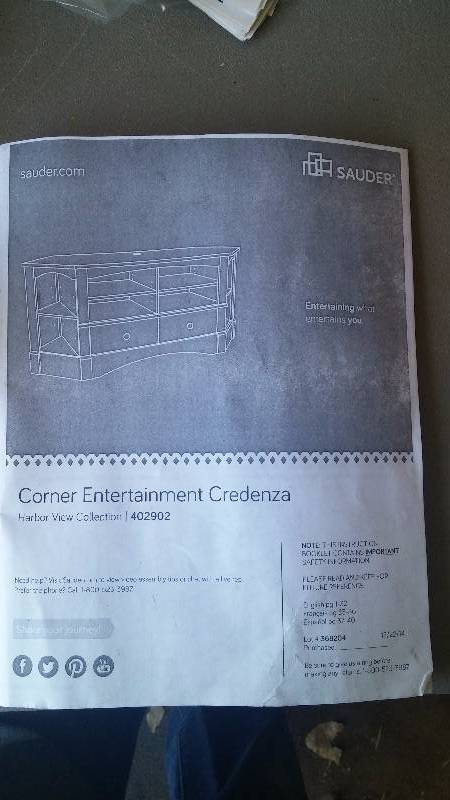 Sauder corner entertainment credenza