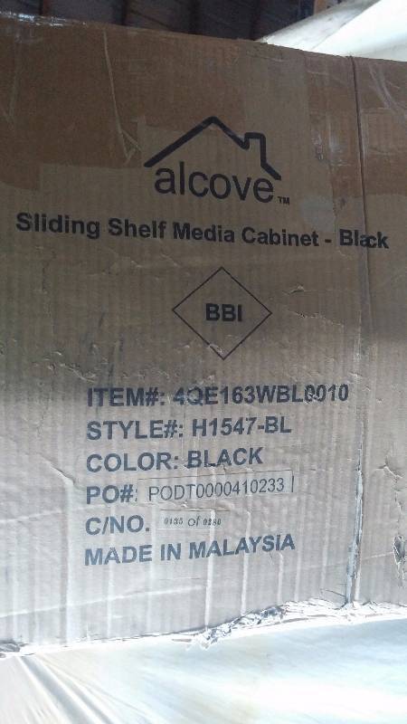 Black sliding shelf media cabinet