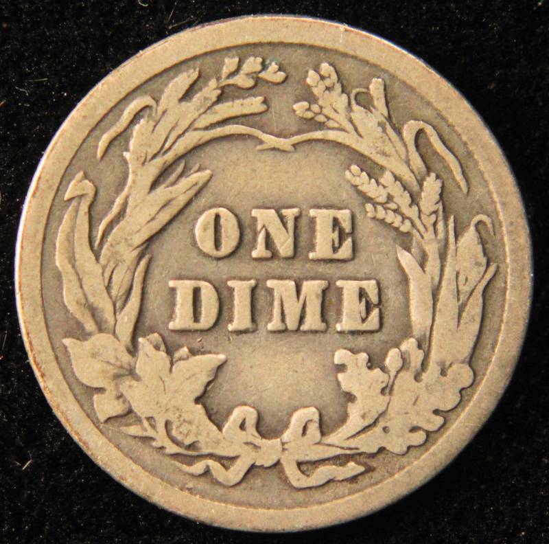 1914 BARBER SILVER DIME VG