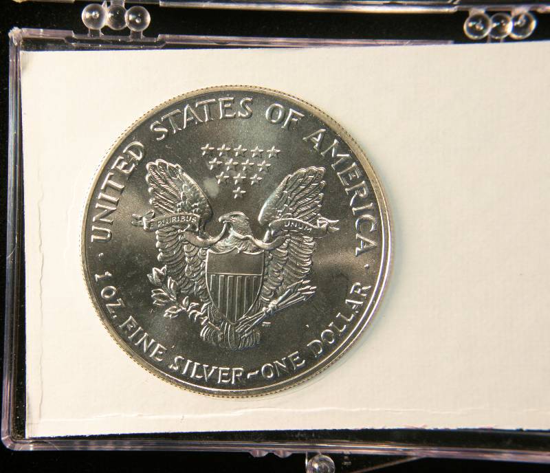 1991 US SILVER EAGLE 1 TROY OZ. .999 FINE SILVER DOLLAR IN PATRIOTIC CASE