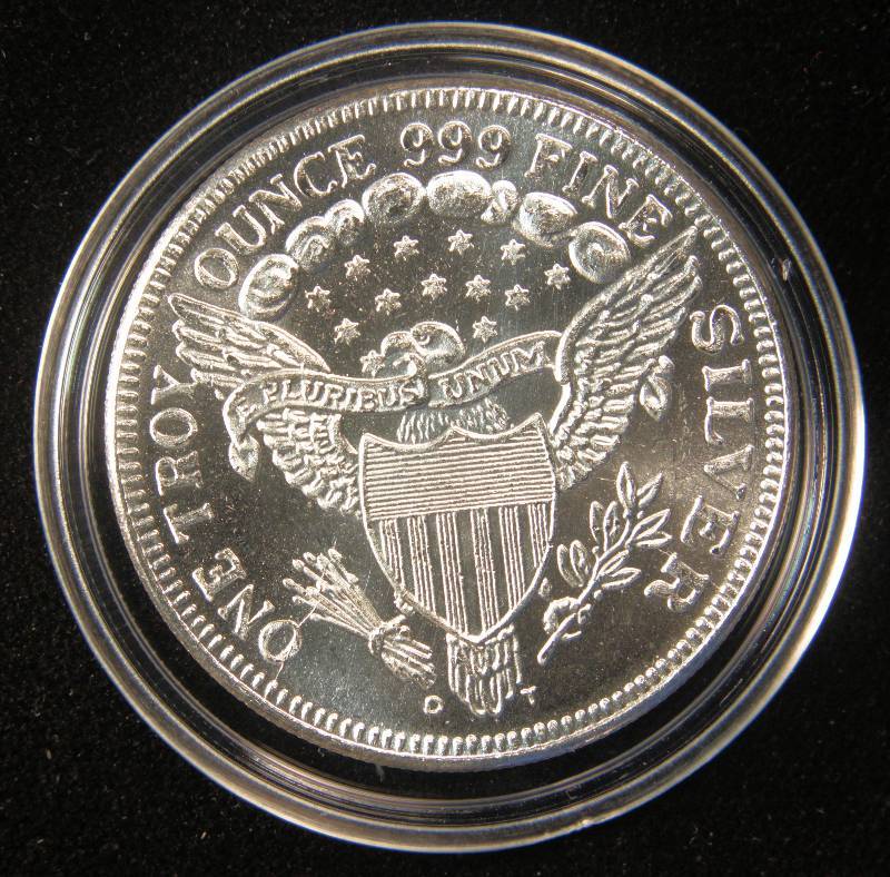 1 TROY Oz. .999 FINE SILVER ROUND DRAPED BUST STYLE IN AIRTITE HOLDER
