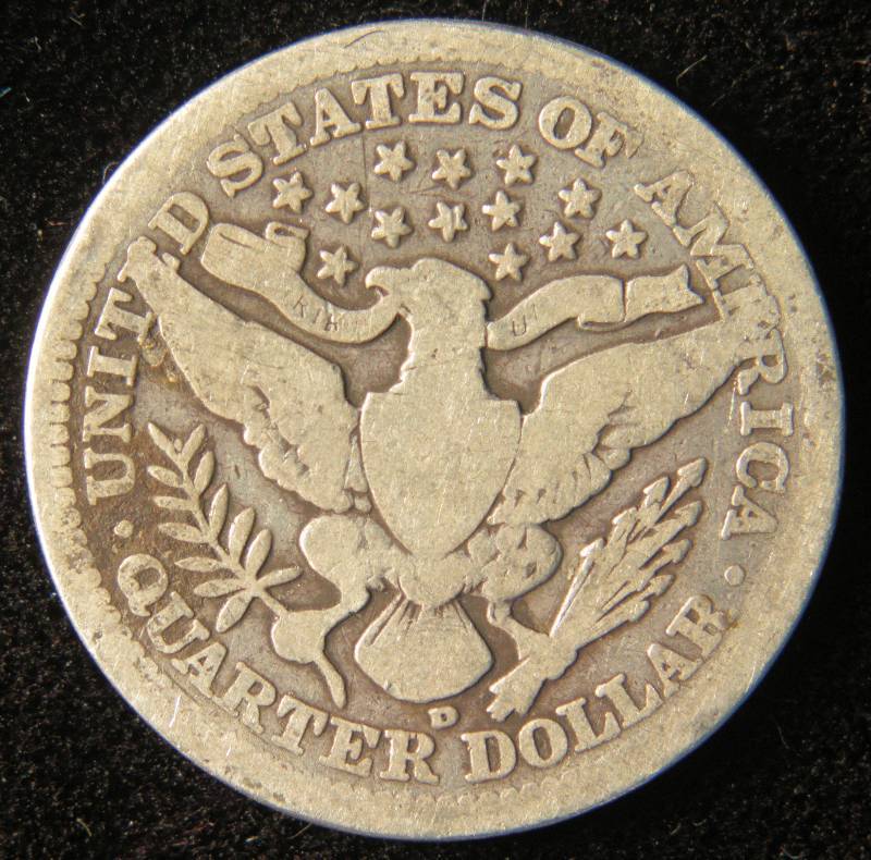1908 D BARBER SILVER QUARTER