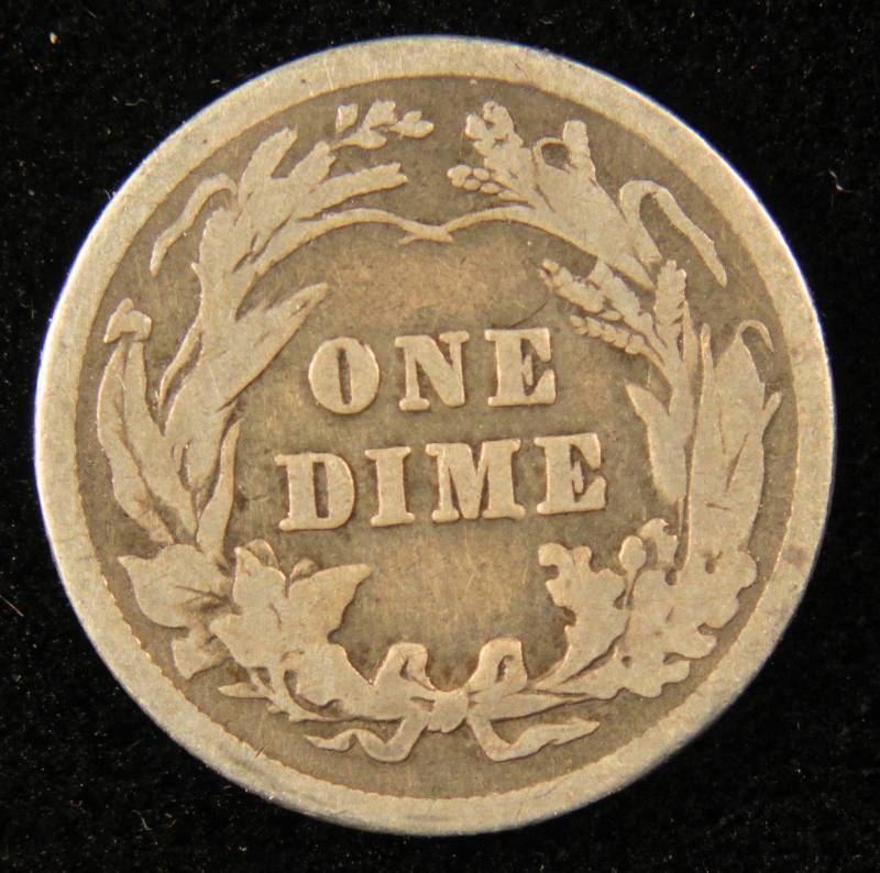 1913 BARBER SILVER DIME VG