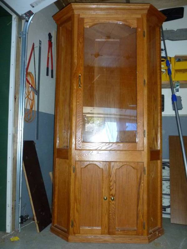 Oak Corner Hutch Cabinet