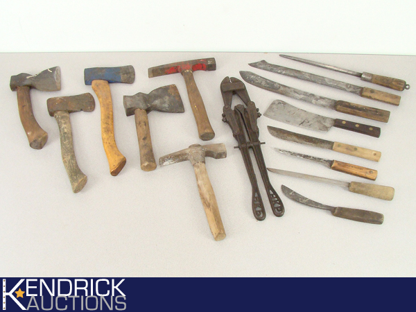 Lot of Vintage and Antique Knives, Hammers, Axes, etc.