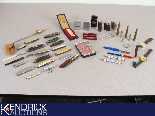 Large Lot of Pocket Knives, Lighters, etc.