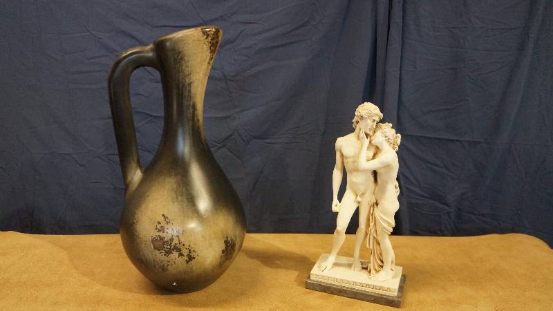 lot 6 image: Statuette & Oversized Water Pitcher Decor